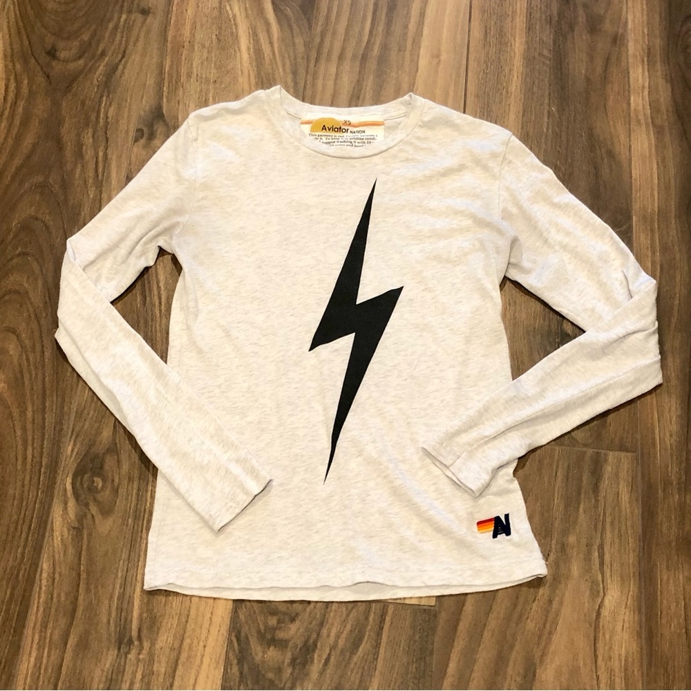 Aviator Nation Heathered Grey Long Sleeve Tee XS